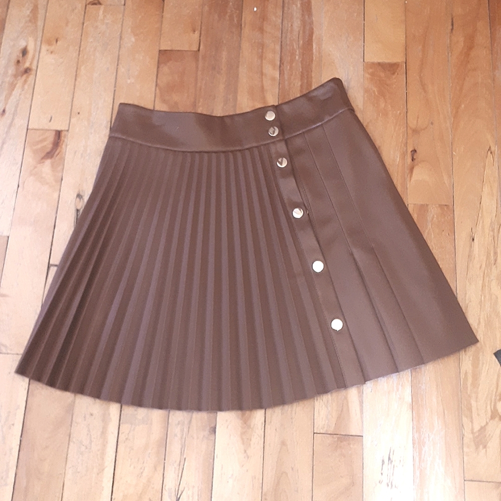 Leather Pleated Skirt